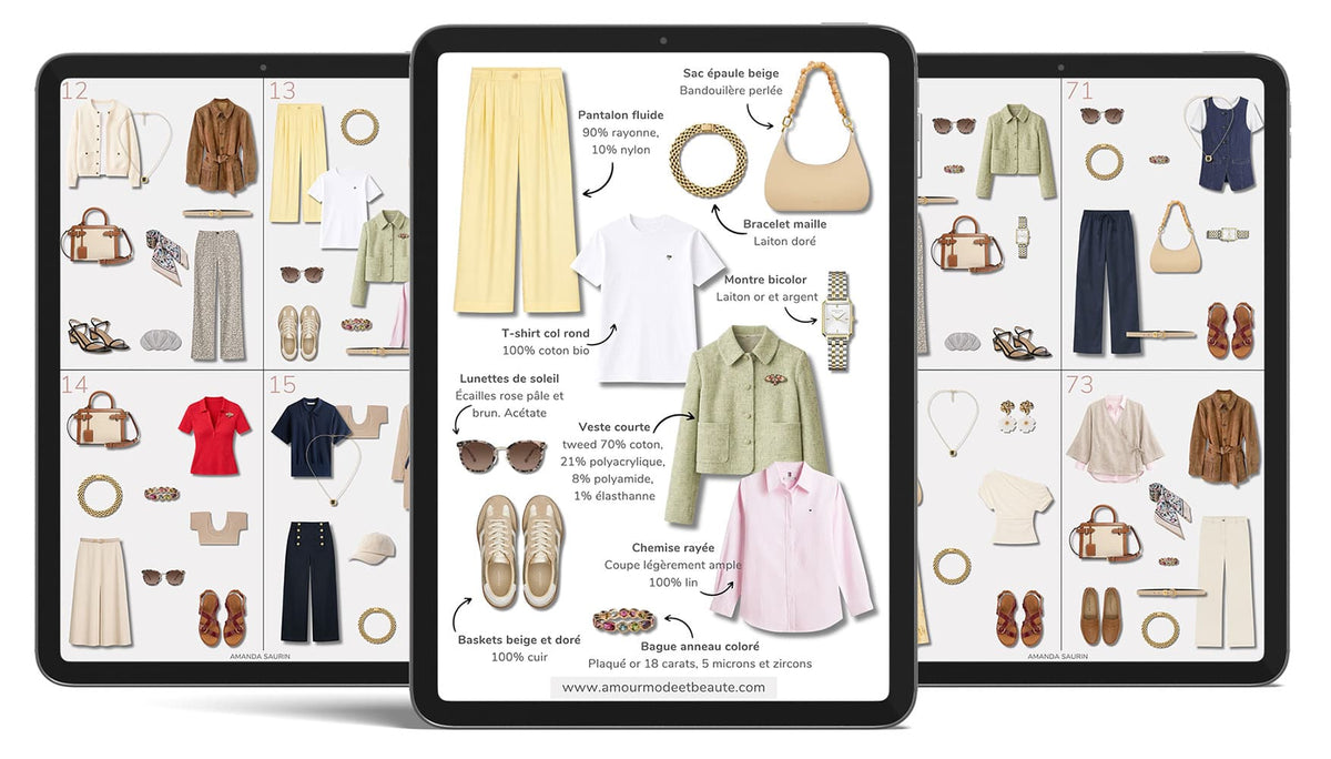 Huit exemples de tenues de la garde-robe capsule printemps 2026 sur tablette